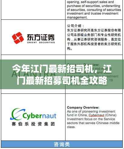 江门司机招募全攻略,从入门到成功上岗的详细指南